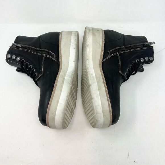 Steve Madden Self Made Sayne Ankle Boots Mens 8.5 Black Platform Leather Lace-Up - Picture 6 of 10